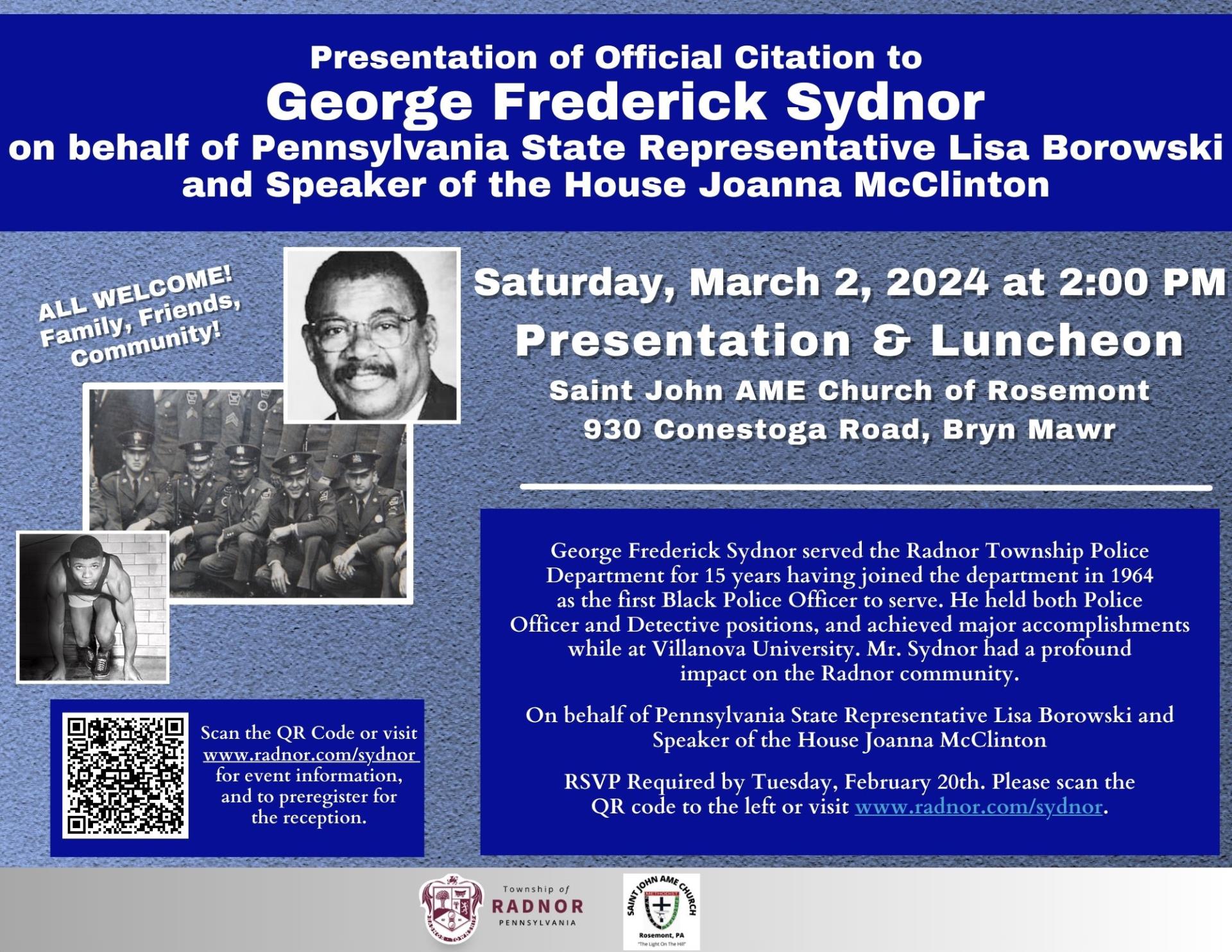 George Sydnor Citation Save the Date