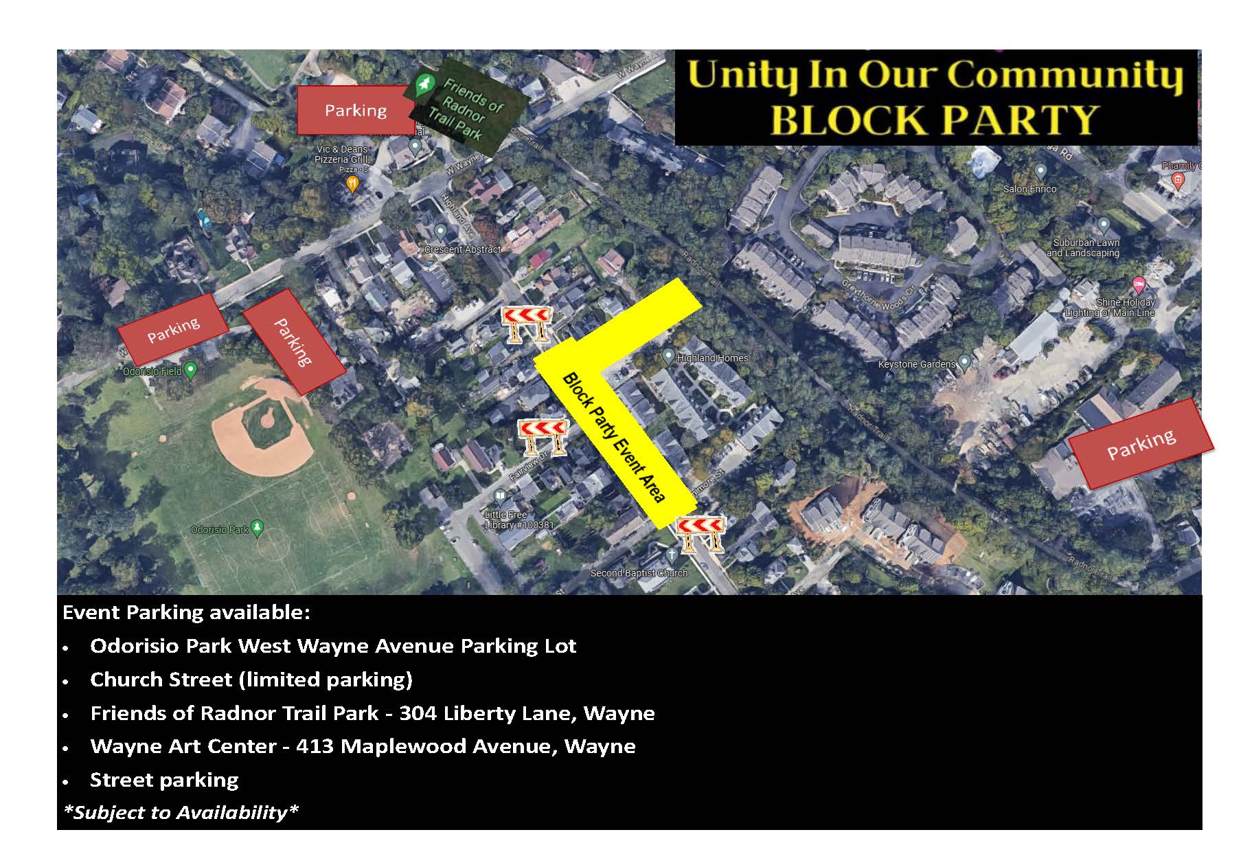 2024 Unity In Our Community Parking Aerial Map