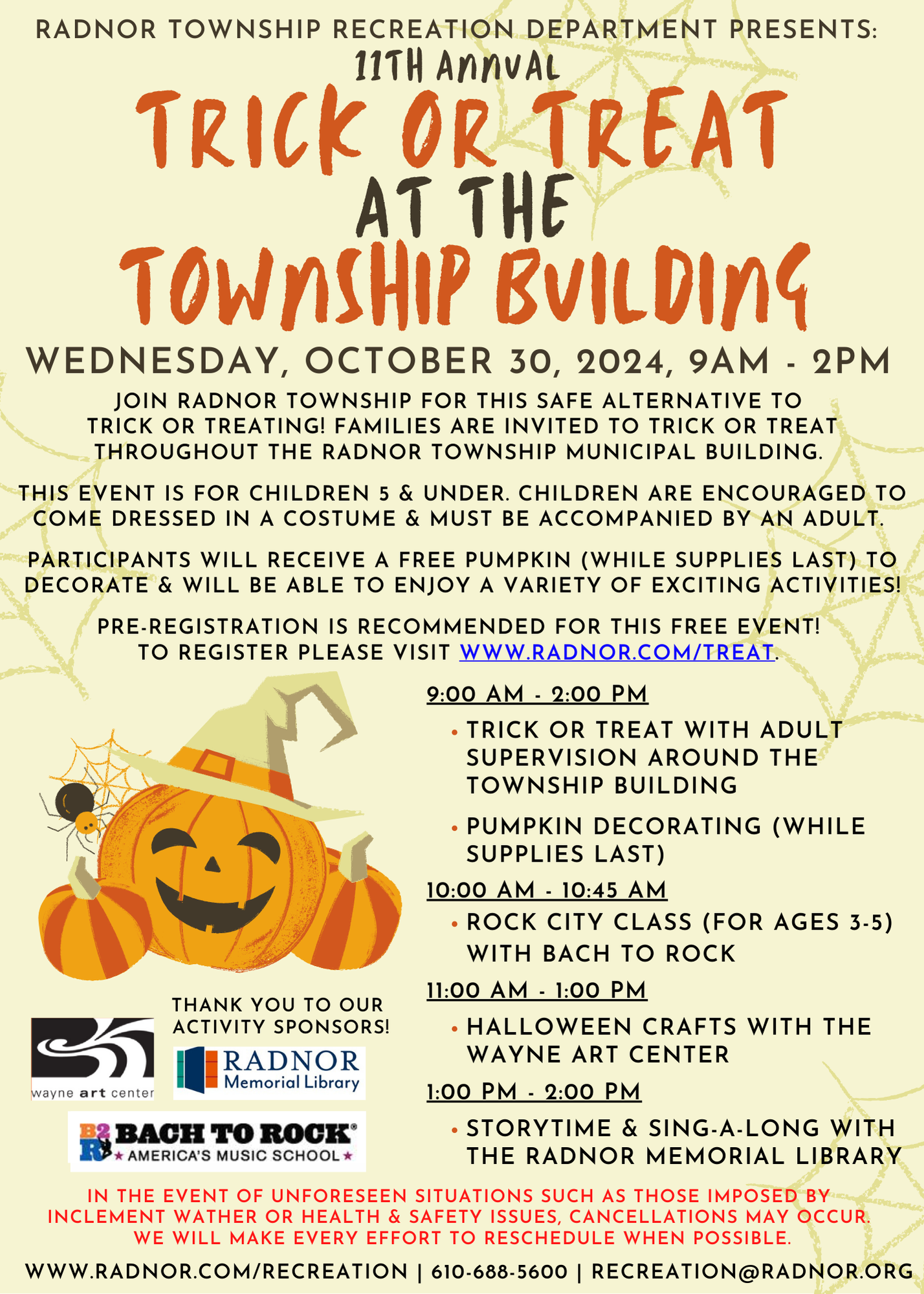 Trick or Treat Flyer 2024 Schedule